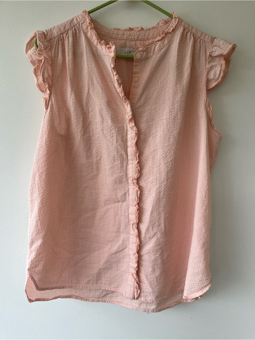 Loft peach gingham blouse - Picture 2 of 7